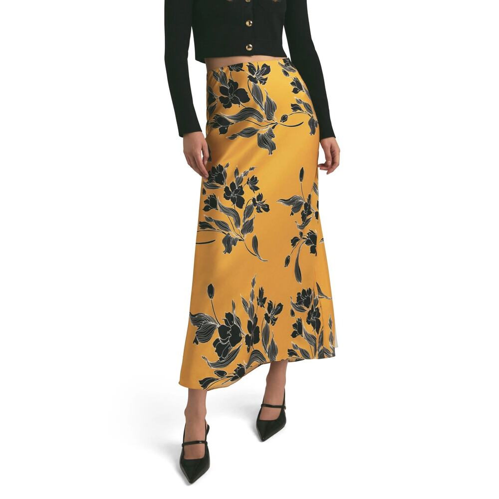 Favorite Daughter The Favorite Satin Slip Skirt Buttercup Fleur Glam Feminine